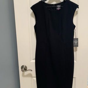 Black sleeveless sheath dress